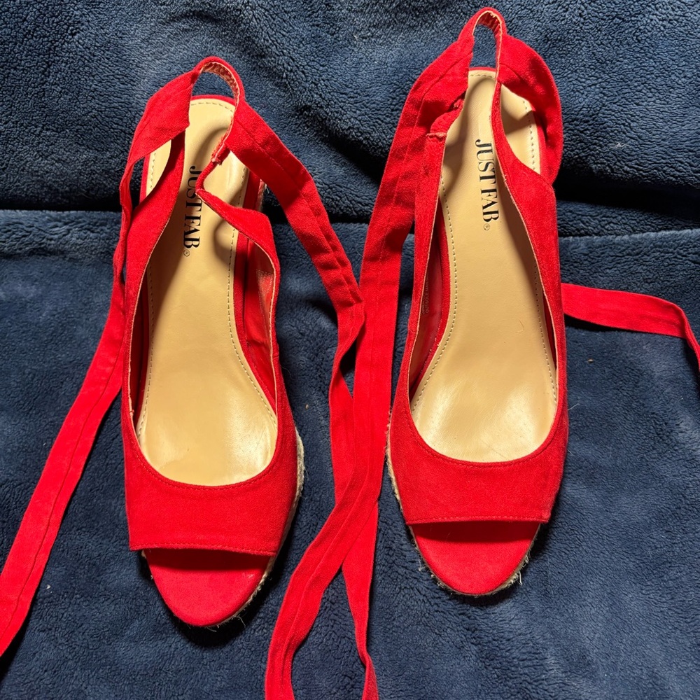 JustFab Red Espadrille Women's Shoes